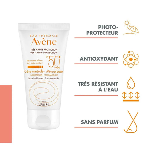 Avène Sun Protection Mineral Cream 50+ - Zonnebrand - 50 ml