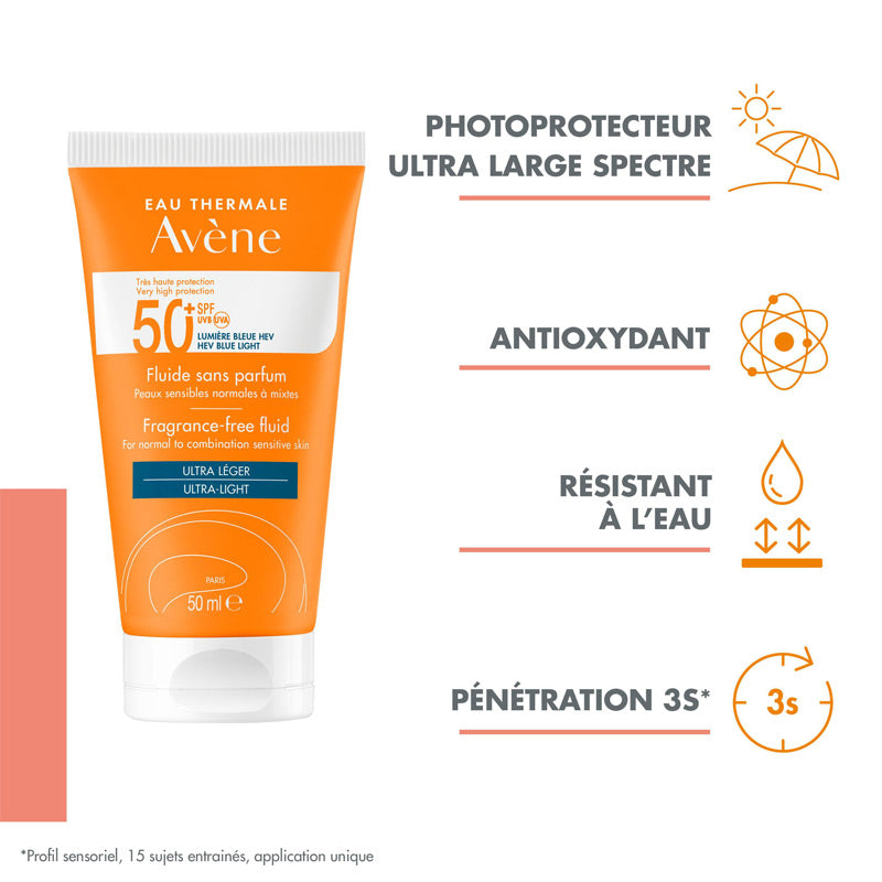 Avène Zon Fluide SPF50+ - Zonnebrand - 50 ml